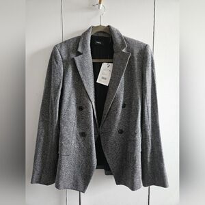 NWT Theory DB Angled Abbot Knit Chevron Blazer Size 6